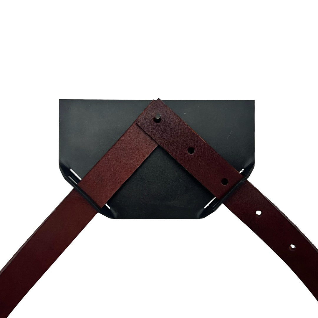 Premium shed strap with premium strap, pinned to the back plate for displaying shed antlers on your wall